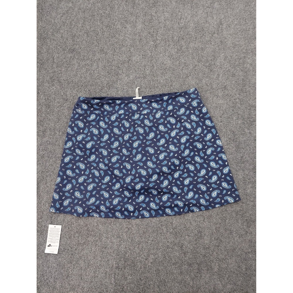 Lands End Swim Skirt Skort Bottoms Womens 16 L Blue Paisley Built in Brief New